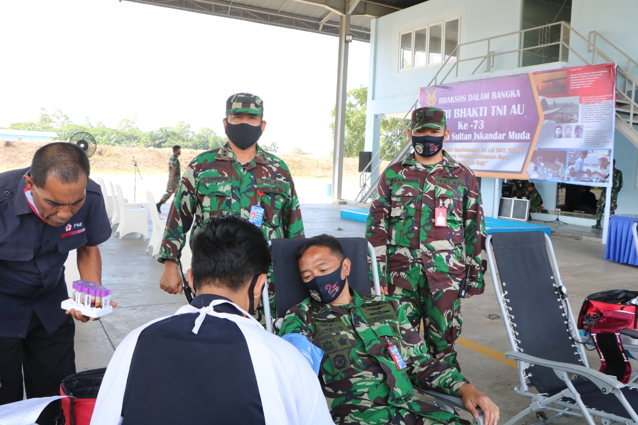 Dalam Rangka Memperingati Hari Bhakti TNI AU Ke-73 Lanud SIM Gelar Bhakti Sosial Donor Darah