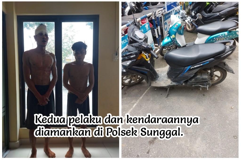 Duo Jambret Babak Belur Ditangkap Massa di Jalan Banten Baru Medan Sunggal