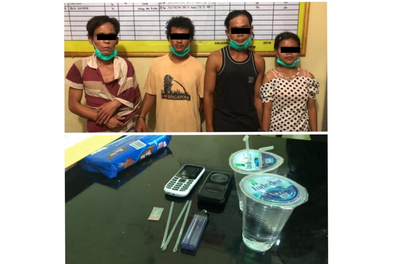 Nyabu di Dalam Rumah, Seorang Wanita Bersama Tiga Pria Disergap Polisi