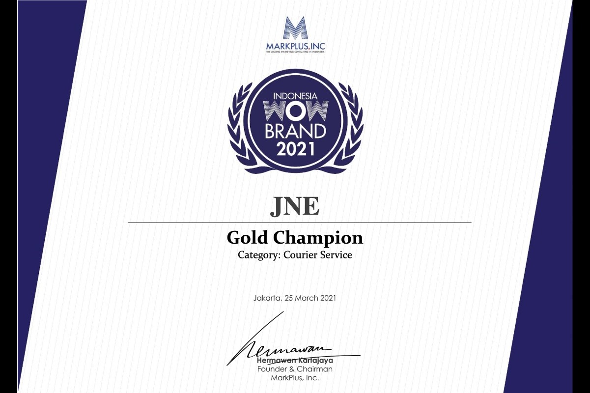 JNE Raih Gold Champion of Indonesia di WOW Brand Festive Day 2021
