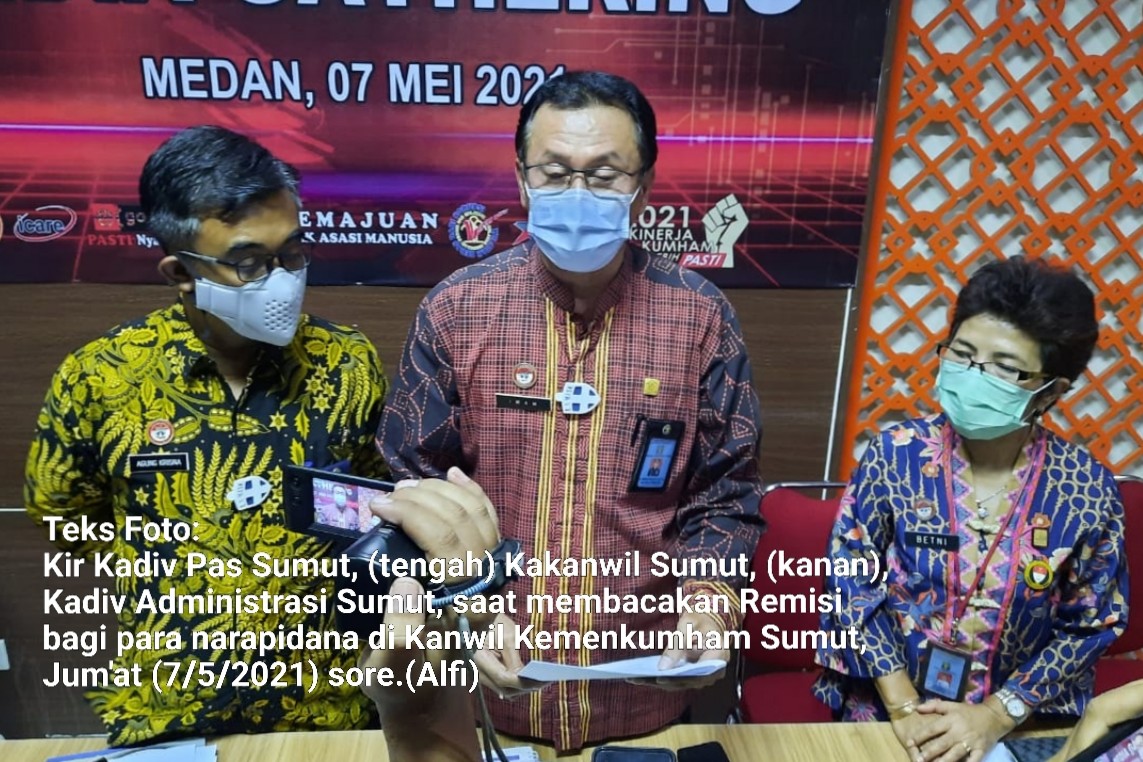 Sebanyak 60 Napi di Sumut Bebas Usai Dapat Remisi Idul Fitri