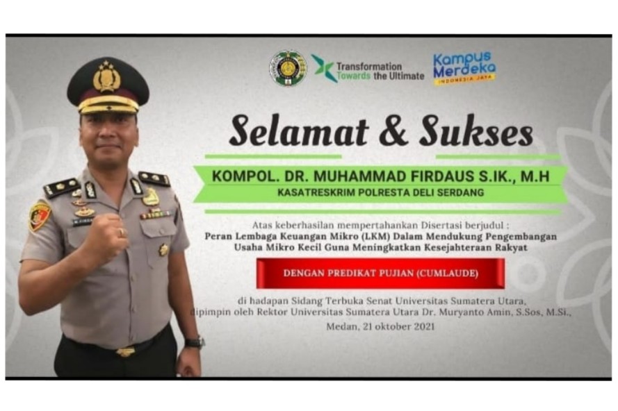 Kasat Reskrim Polresta Deli Serdang Raih Gelar Doktor, Predikat Cumlaude