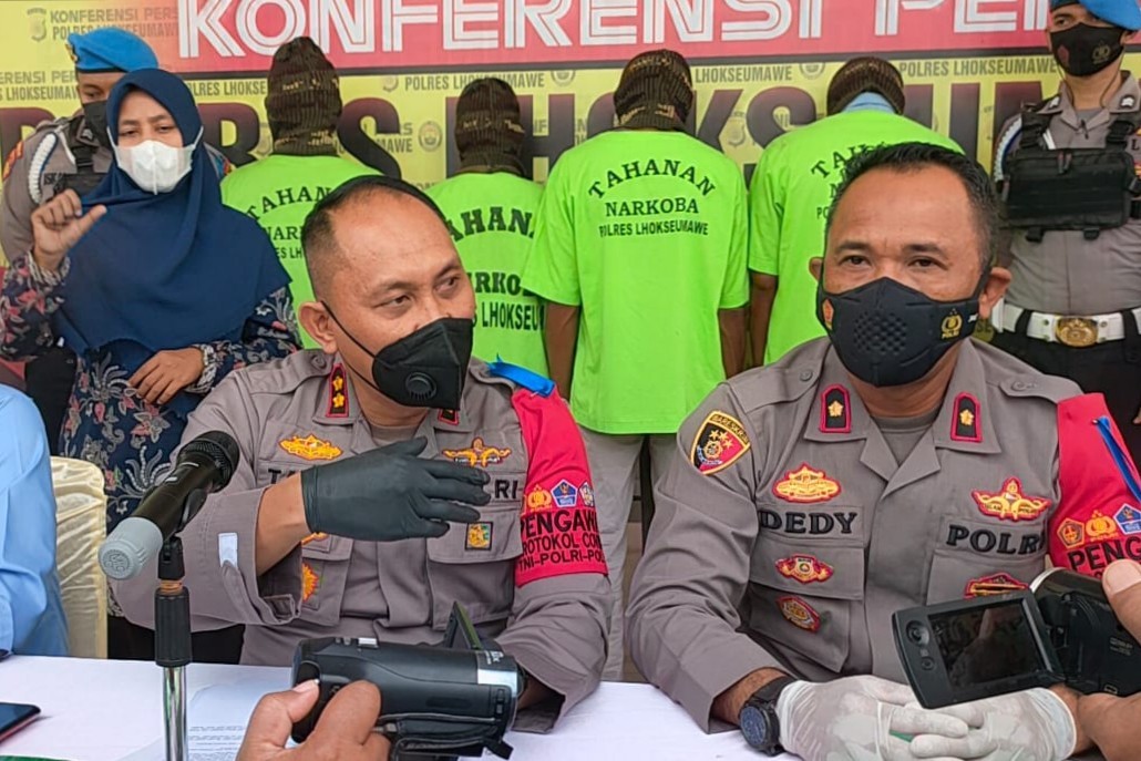 Satresnarkoba Polres Lhokseumawe Ringkus Empat Kurir 9 Kg Sabu