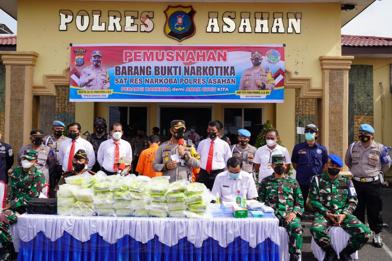 Polres Asahan Musnahkan 62 Kg Sabu Hasil Ungkapan 2 Bulan