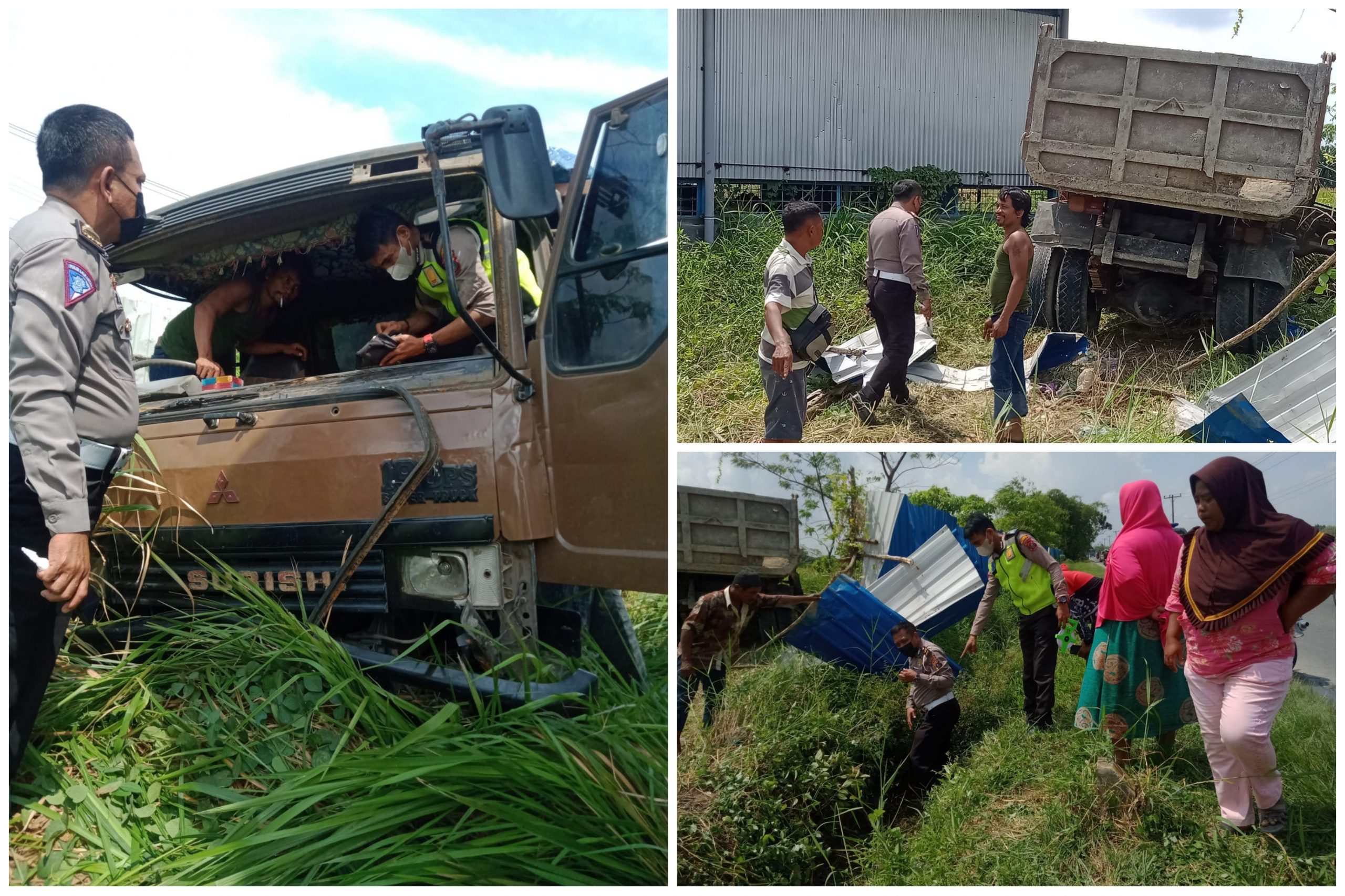Truck Fuso Oleng dan Tabrak Pagar Seng, Supir Tewas Seketika