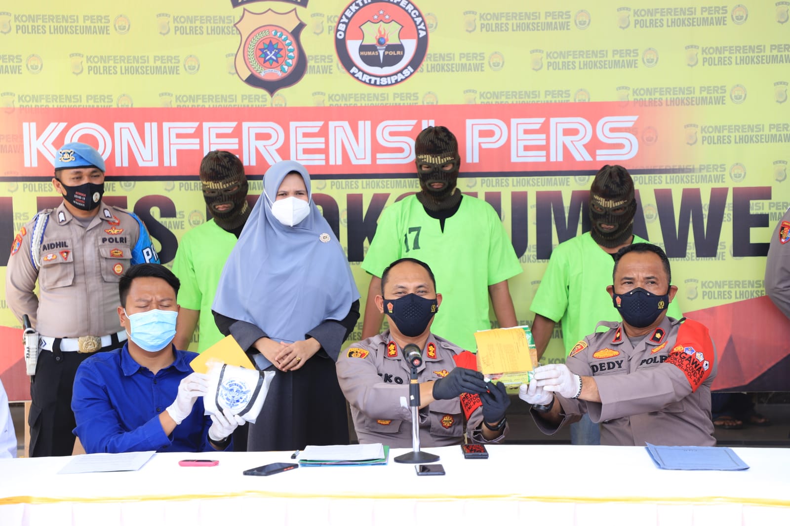 Polres Lhokseumawe Bekuk Tiga Tersangka Bawa 2 Kg Sabu