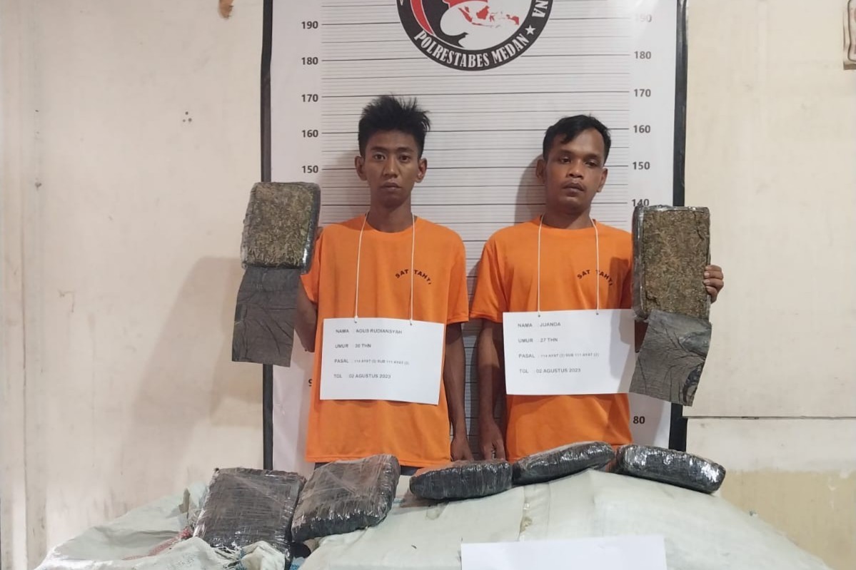 Polrestabes Medan Bekuk 2 Kurir Asal Aceh Bawa 133 Kg Ganja