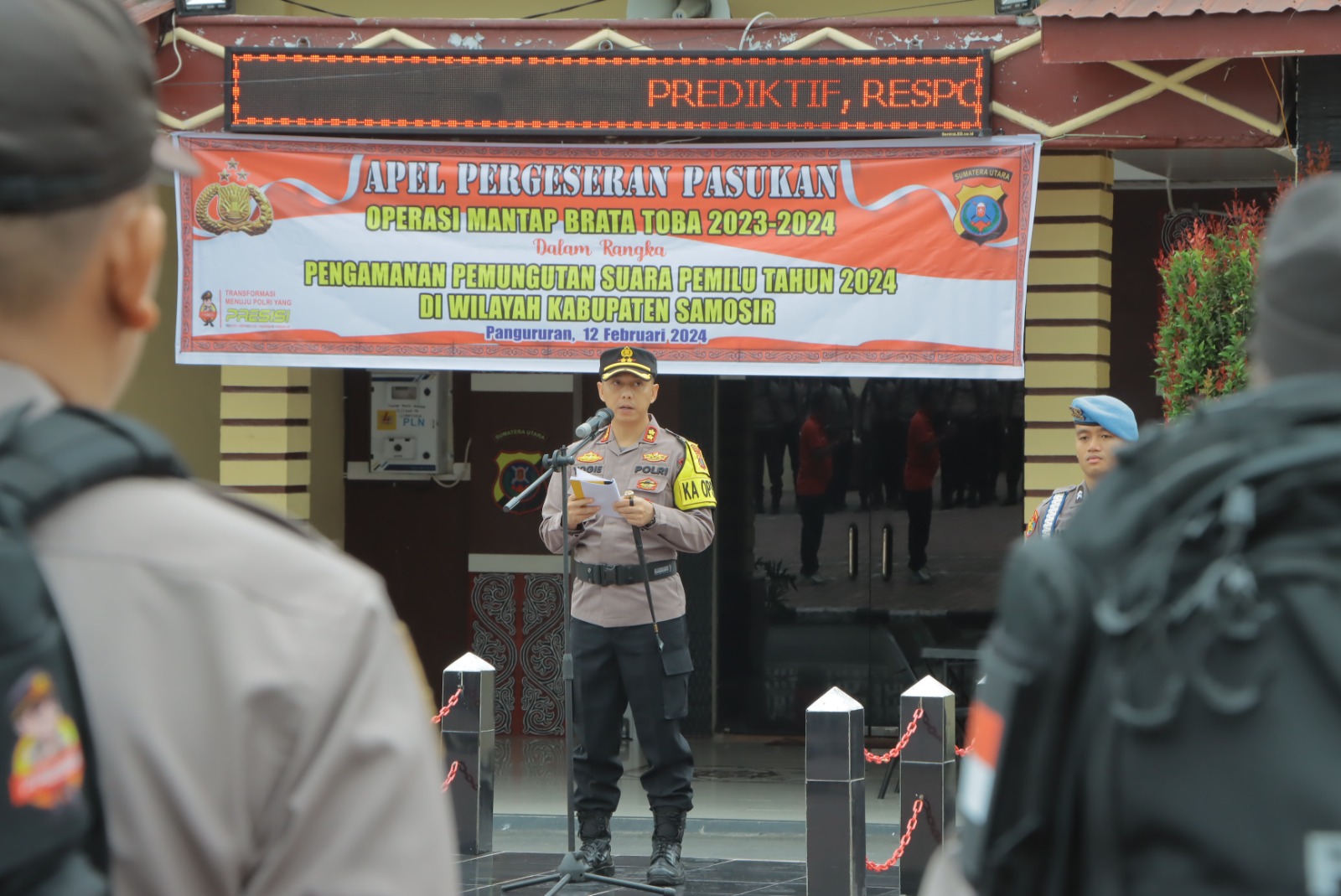 Kapolres Samosir Pimpin Apel Pergeseran Pasukan Pengamanan Pemilu 2024