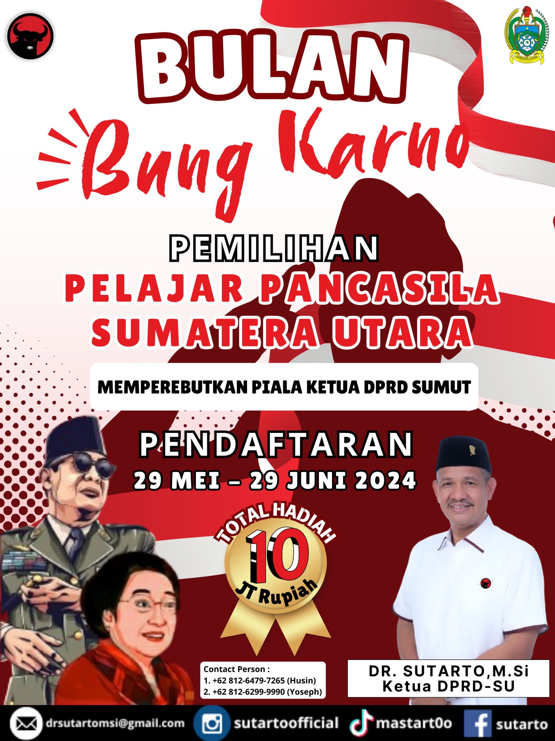 Pemilihan Pelajar Pancasila Se-Sumatera Utara: Sutarto Ajak Generasi Muda Rayakan Bulan Bung Karno