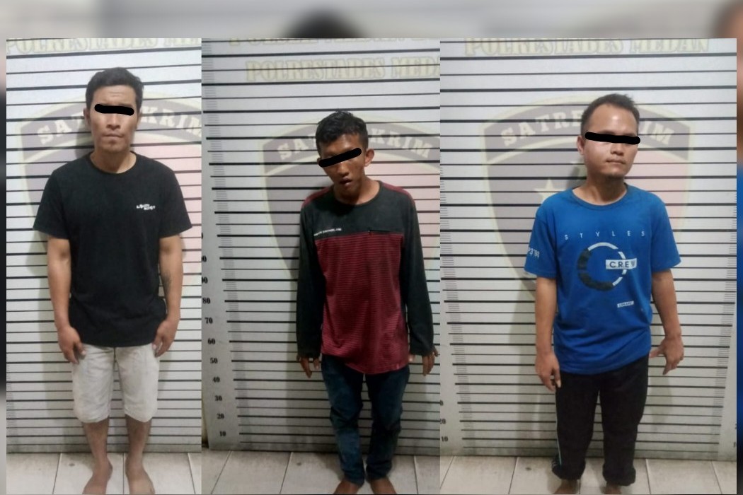 Sempat Dihajar Massa, Tiga Pelaku Begal di Medan Ini Mendekam di Polsek