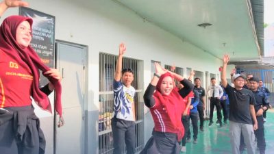 Jaga Kebugaran dan Pererat Kebersamaan, Rutan Pangkalan Brandan Gelar Senam Bersama Petugas dan WBP