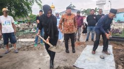 Dukung Pembangunan Rumah Ibadah, Lailatul Badri Hadiri Peletakan Batu Pertama Gapura Masjid Jamik