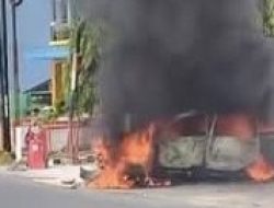 Mobil Terbakar Usai Isi BBM di SPBU Hamparan Perak, Dua Orang Luka Bakar