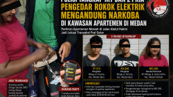 IRT dan 2 Pria Ditangkap Usai Edarkan Rokok Elektrik Narkoba di Kawasan Apartemen Medan