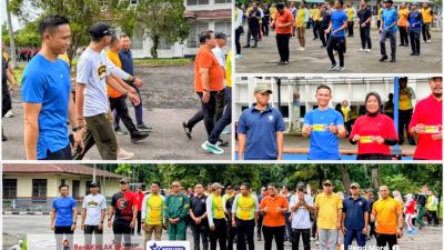 Pererat Sinergi, Rutan Kelas IIB Pangkalan Brandan Ikuti Olahraga Bersama Forkopimcam dan Stakeholder